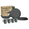 Campinggeschirr-Set Brunner Lunch Box PLA Tierra Magma C16 -Online Camping Angebote brunner lunch box pla tierra magma c16 16 teiliges rpet recyceltes campinggeschirr set teller tassen schwarzes geschirr 1000 0 26163