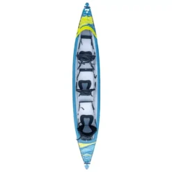 Aufblasbares Kajak Tahe Kayak Air Breeze Full HP3 -Online Camping Angebote draufsicht tahe kayak air breeze full hp3 kajak blaues gelbes aufblasbares von oben drei personen erwachsene familienkajak 1000 2 22479