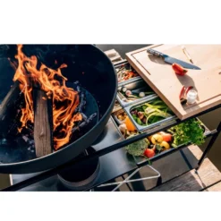 FIRE KITCHEN Mit BOWL 70 Plancha-Grillset Tief -Online Camping Angebote feuerschale bowl70 hoefats fire kitchen mobile outdoor kueche plancha grillset holzarbeitsplatte edelstahleinlegeboeden 1000 6 26346