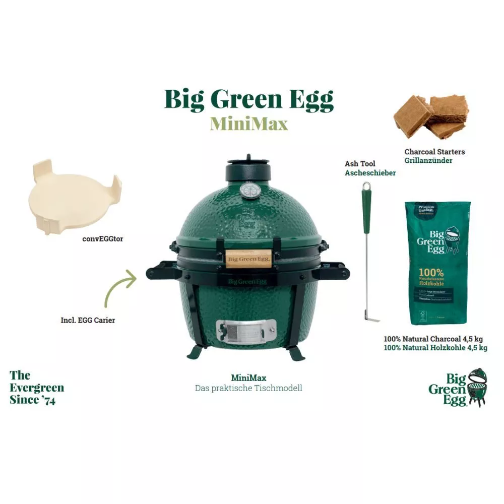 Holzkohlegrill Big Green Egg MiniMax Starter Paket 3 Holzkohlegrill Big Green Egg MiniMax Starter Paket