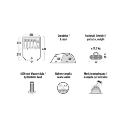 Kuppelzelt High Peak Santiago 5.0 -Online Camping Angebote layout grundriss high peak santiago 5 0 familienzelt kuppelzelt 5 personen campingzelt 1000 8 26541