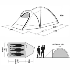 Kuppelzelt Outwell Cloud 3 -Online Camping Angebote masse skizze 1 outwell cloud 3 air campingzelt familienzelt drei personen zelt 1000 1 27335