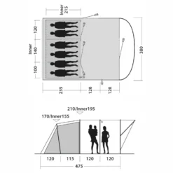Campingzelt Outwell Sky 6 -Online Camping Angebote masse skizze 2 outwell sky 6 air campingzelt familienzelt sechs personen 1000 2 27376