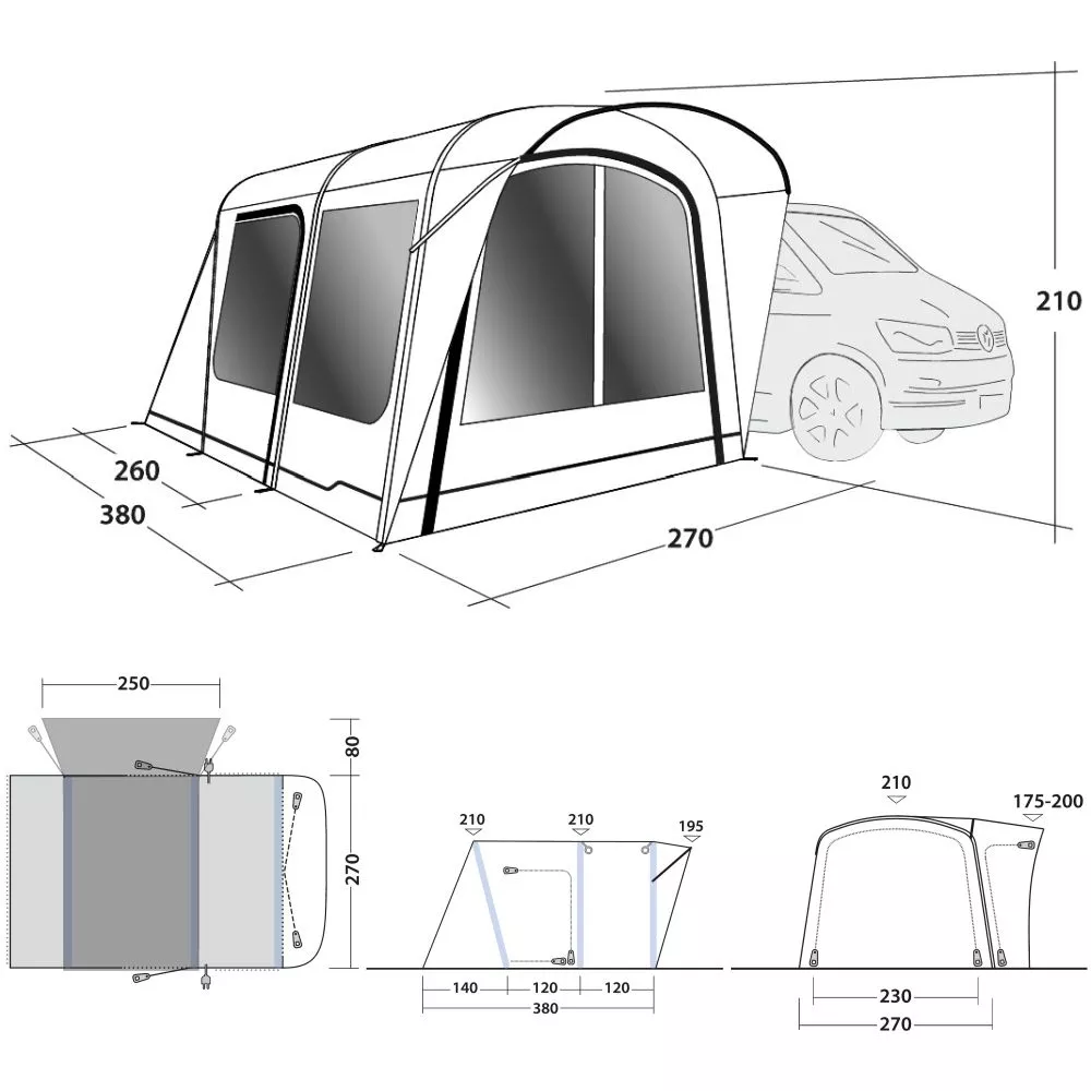 Aufblasbares Buszelt Outwell Wolfburg 380 Air 4 Aufblasbares Buszelt Outwell Wolfburg 380 Air – Bild 2