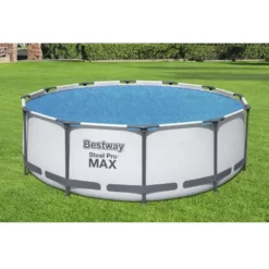Poolabdeckung Bestway Flowclear Solar-Abdeckplane Ø 356 Cm -Online Camping Angebote pool abdeckplane bestway flowclear solar abdecklung 356 cm fuer rundpools aufstellpools 1000 2 22502