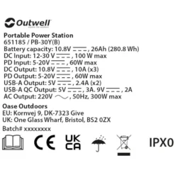 Tragbare Power Station Outwell Akira 300 -Online Camping Angebote produktdatenblatt outwell akira 300 power station 1000 4 24868