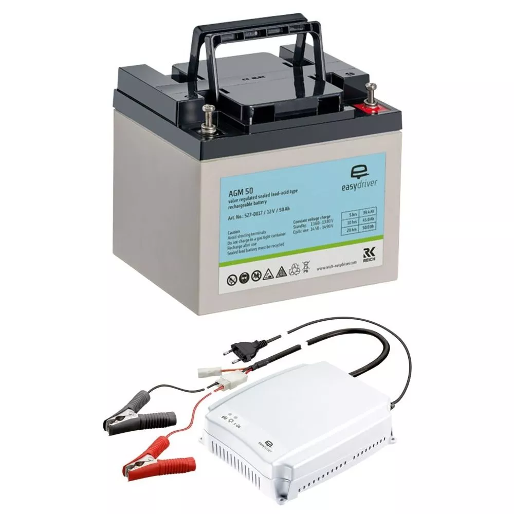 Wohnwagen-Batterie AGM Und Ladegerät Reich Easydriver Energie Paket M 3 Wohnwagen-Batterie AGM Und Ladegerät Reich Easydriver Energie Paket M
