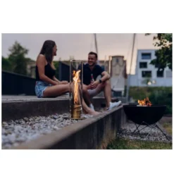 Höfats SPIN 1200 Tischfeuer, Gold -Online Camping Angebote spin1200 hoefats edelstahl goldenes tischfeuer glaszylinder ambiente 1000 4 25744