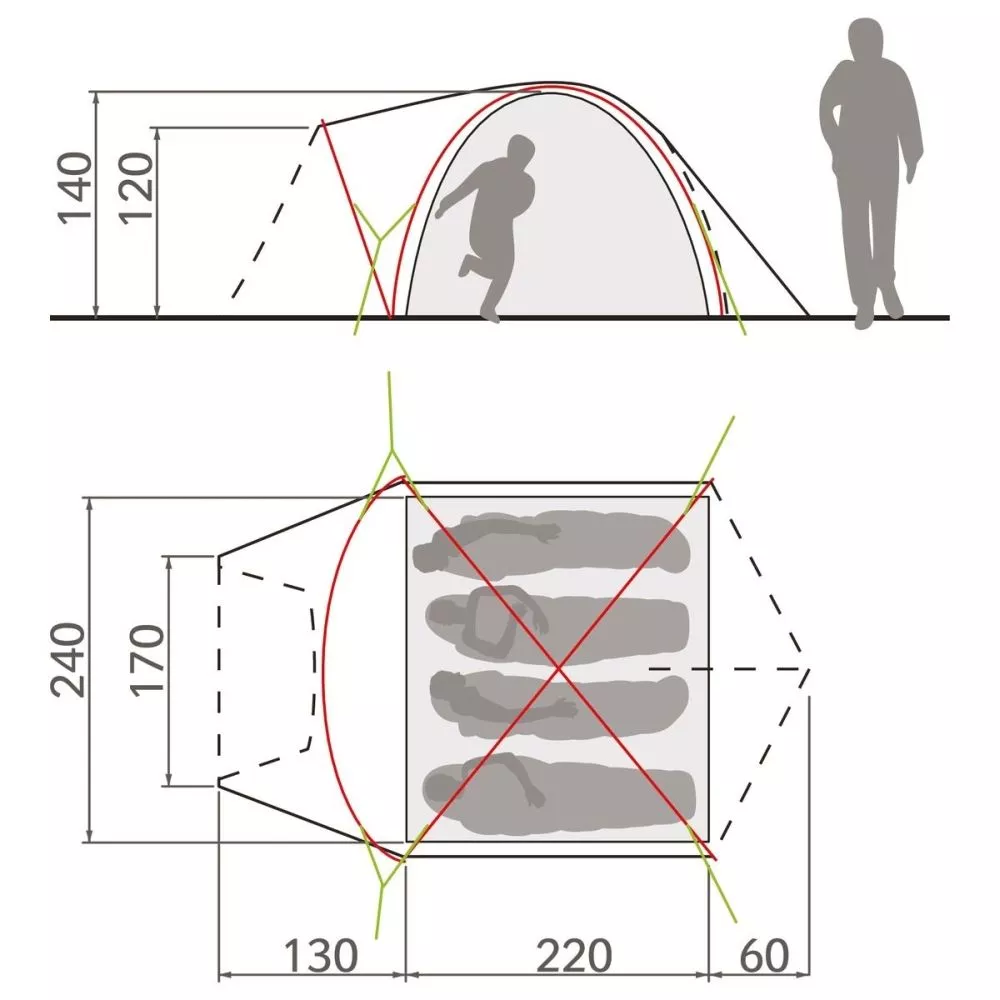 Trekking-Kuppelzelt VAUDE Campo Grande XT 4P, Chute Green 4 Trekking-Kuppelzelt VAUDE Campo Grande XT 4P, Chute Green – Bild 2