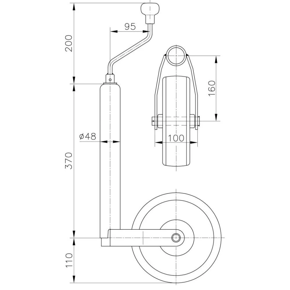 Deichselstützrad Winterhoff Deichsellaufrad ST 48-C-240 S, Gummi / Kunststoff 4 Deichselstützrad Winterhoff Deichsellaufrad ST 48-C-240 S, Gummi / Kunststoff – Bild 2